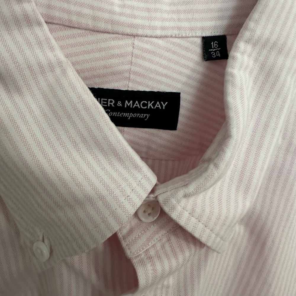 Spier & Mackay Pink Striped Oxford Men's Shirt Contemporary Fit 16 34 EUC